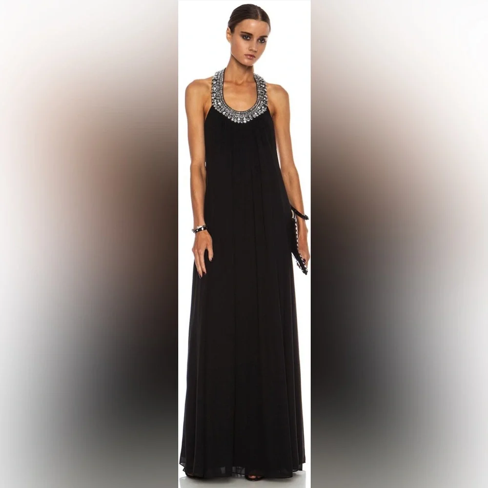NWT Diane Von Furstenberg Silk Chiffon Formal Gown Dress Black Tie Wedding - Picture 12 of 12